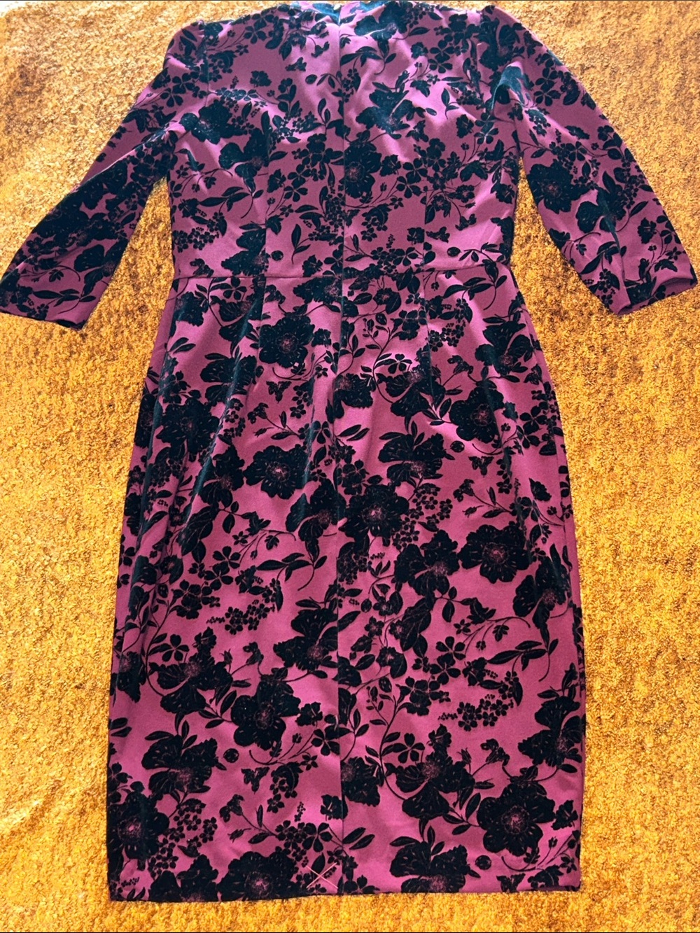 Liz Claiborne Plum Midi Dress with Black Floral Burnout - Picture 5 of 8